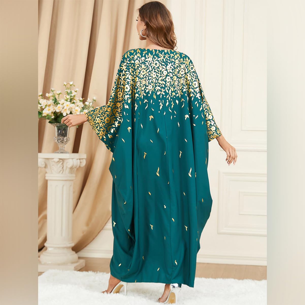 FYMNSI Kimono surdimensionné pour femme - Caftan - Grande taille - Robe de plage élégante - Longue couverture bikini - Poncho de plage musulman - Robe arabe