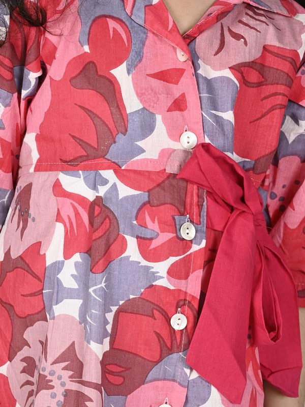 Image of superminis Girls Cotton Abstract /Floral /Striped Print Top And Shorts /Pant Clothing Set