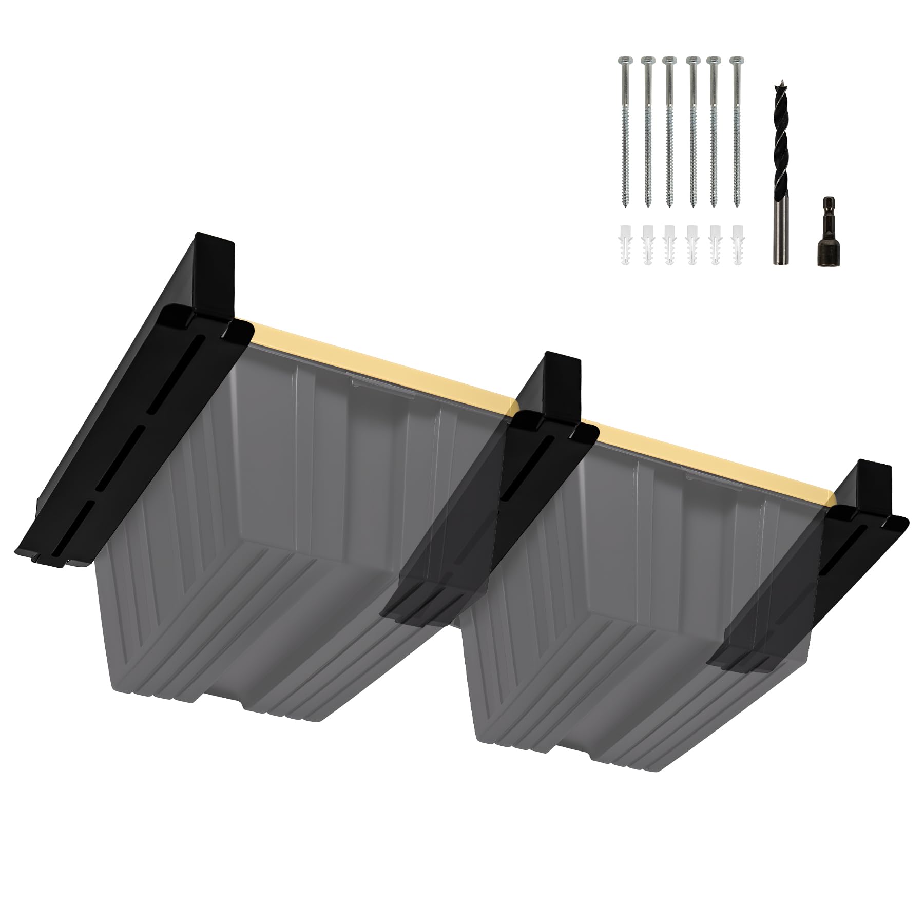 EastrexonOverhead Garage Storage Rack 3 PCS, Heavy Duty Ceiling Storage Racks, Powder Coated Tote Storage Rack for Garages, Sheds, Storerooms (for 2 Bins)