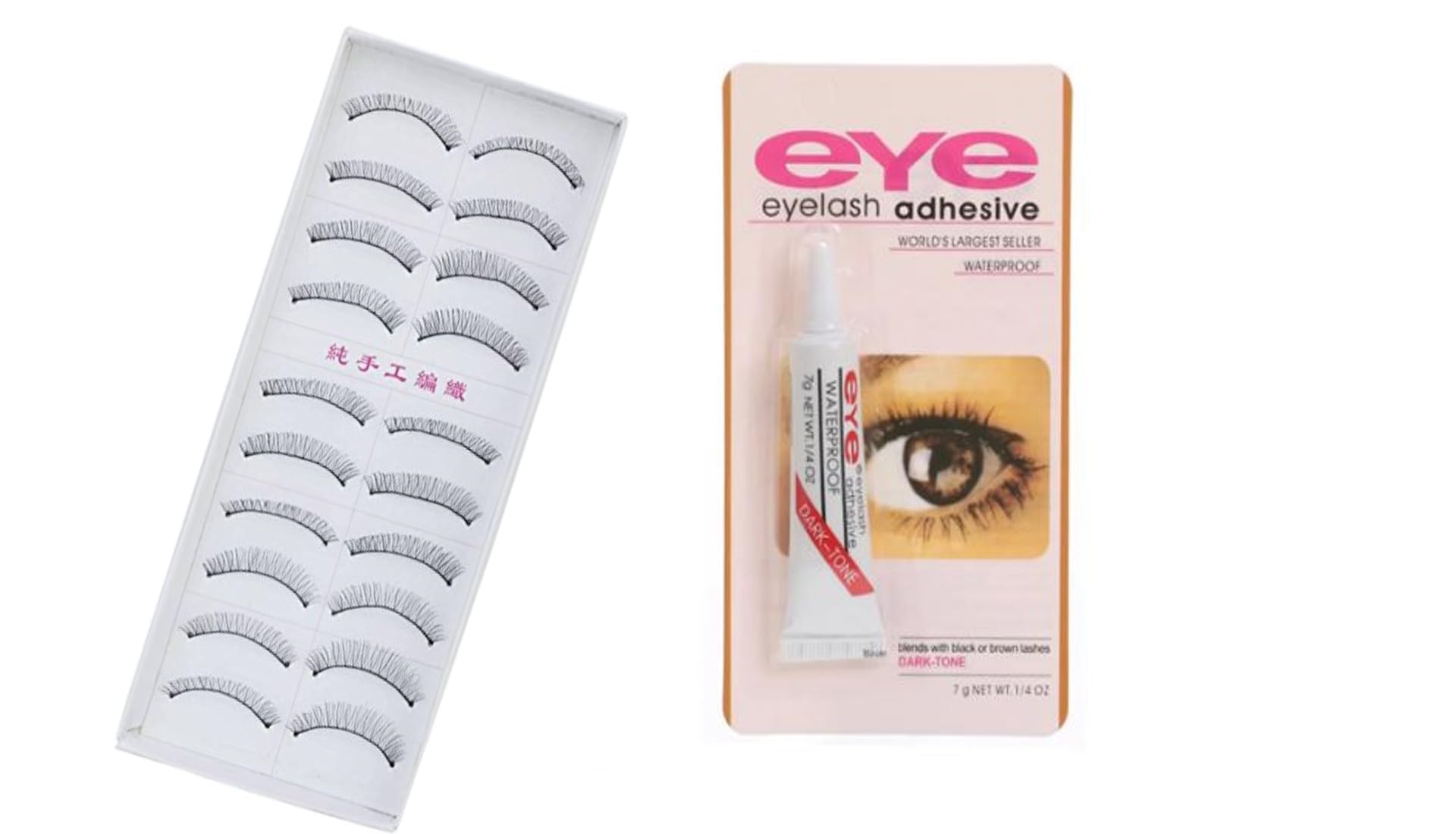 Gugzy® 10 Pairs Handmade Natural Soft False Eyelashes Fake Eye Lash Glue Included | Long-lasting | Voluminous Eyelashes | Dramatic Lash Look | Easy Application (10 Pair Eyelash + Black Glue)