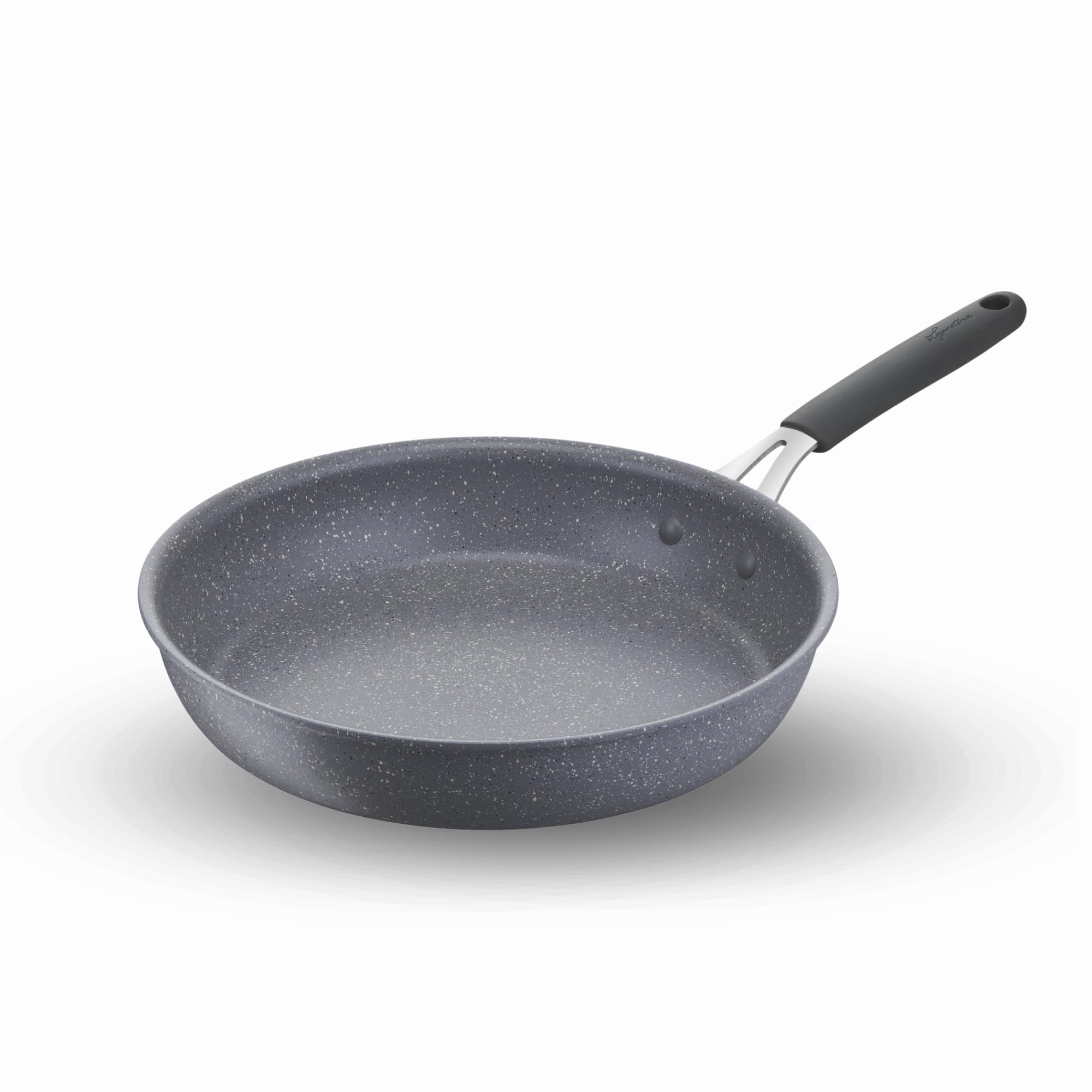 Lagostina Hardening Mineral Non-Stick Steel and Aluminium Frying Pan with Mineral Coating Ø 30 cm, Silicone Handle, Stone Effect, Suitable for All Heat Sources