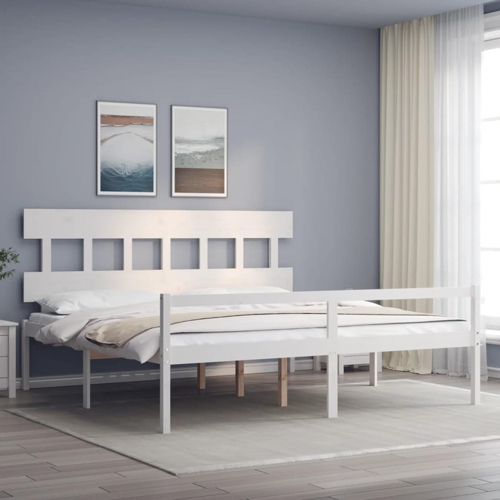 Massives Kiefernholzbett 200x200cm mit Stauraum & robusten Latten, 45cm Höhe - Seniorengerecht Model3195437