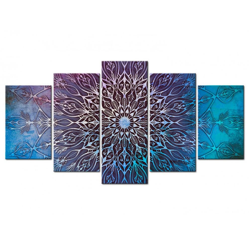 Kit diamond painting mandala 5 pièces pour réduire le stress grâce aux strass carrés grand format