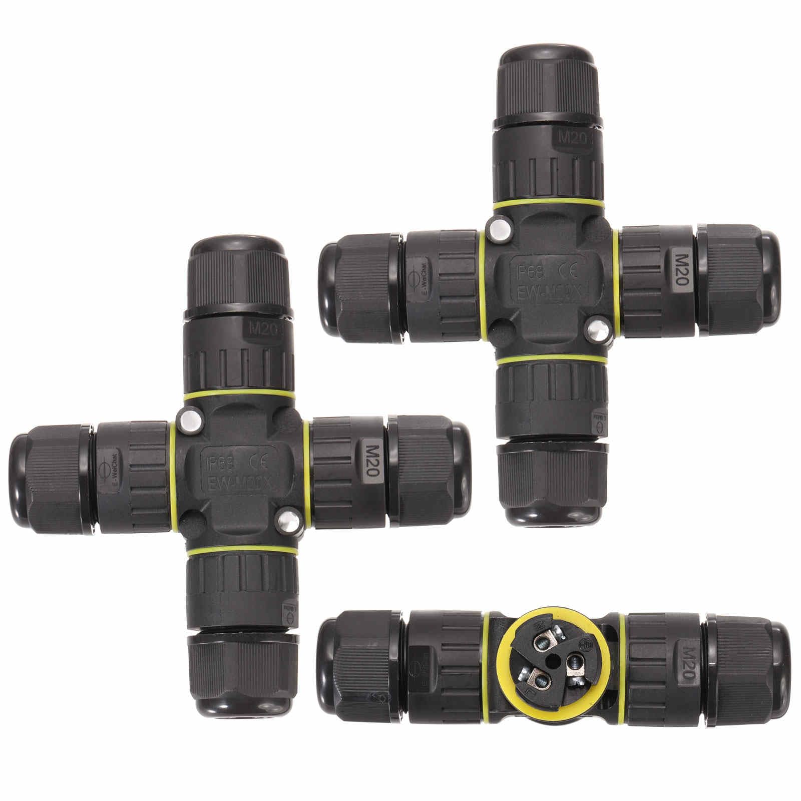 DMiotech 2 Pcs Waterproof Junction Box Electrical Cable Connector M20 3 Pin Outdoor Wire Connectors Wire Range(5-9mm) for Tunnel Lights, Underwater Lights, Garden Lights-image-37