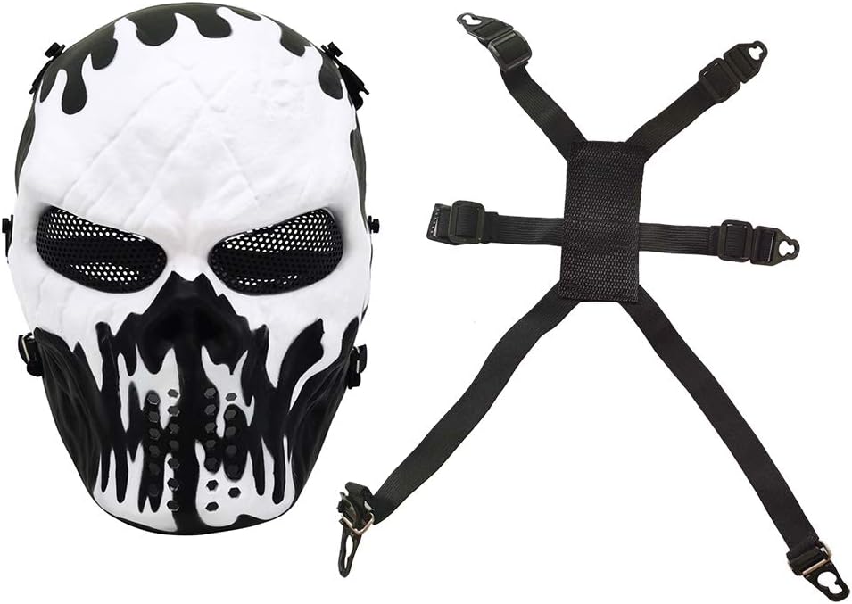 Tactical Mask Skull Full Face Masks, Airsoft Mask, for Halloween Cosplay Party CS Survival Games Shooting