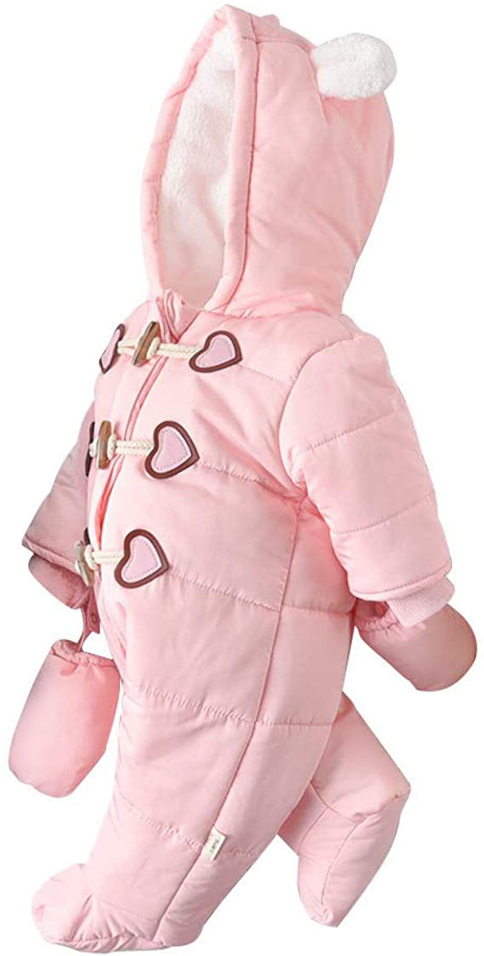 Verve Jelly Traje de nieve para bebés, niñas y niños, abrigo térmico de invierno, cremallera gruesa, a prueba de viento, con capucha, mono, prendas de vestir exteriores con guantes