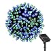 Solar String Lights Outdoor - LOENDE 72ft 200LED Blue Green 8 Modes Decorative Lights Christmas Lights for Christmas Tree Patio Lawn Garden Party Wedding Decorations, 100% Waterproof, 2-year Warranty