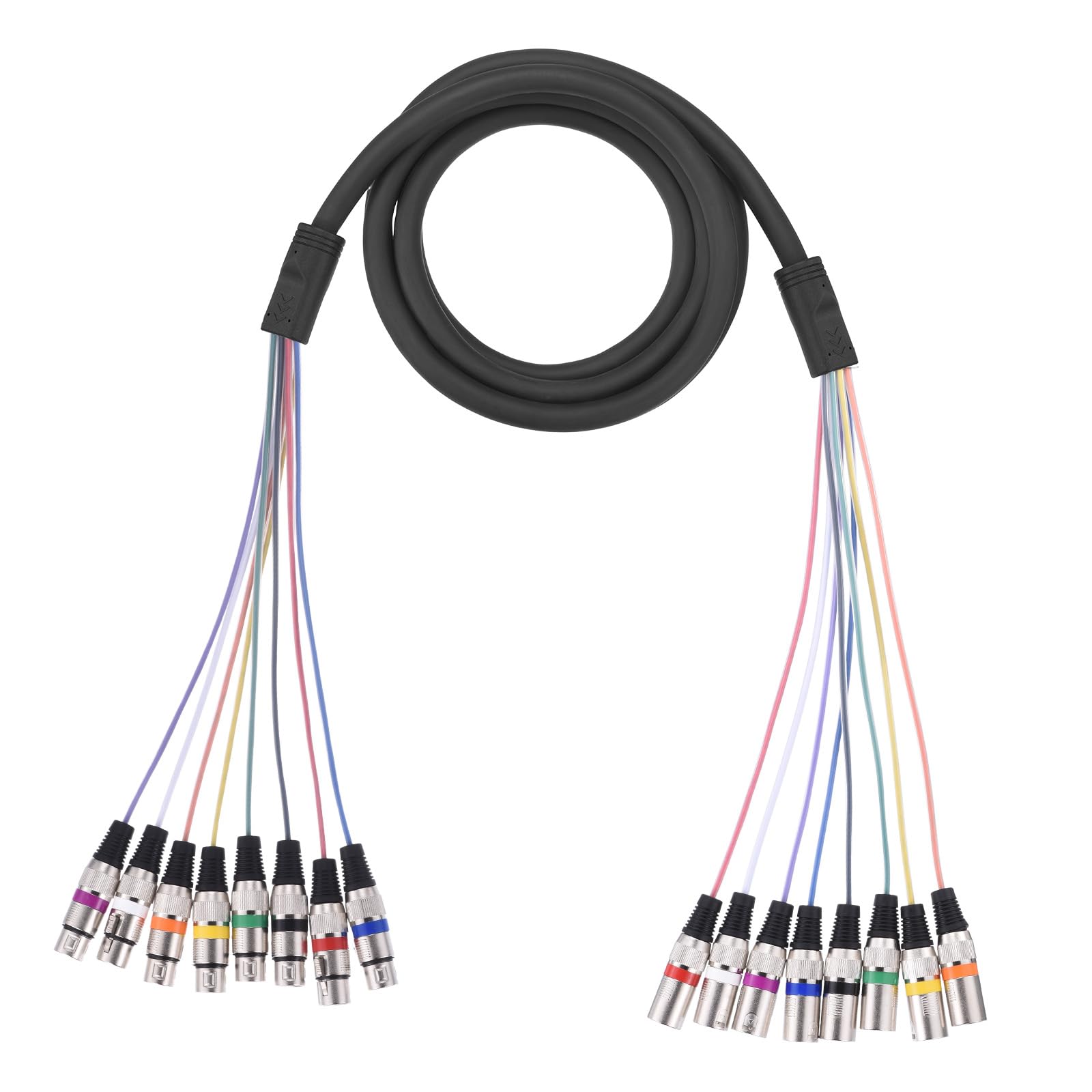 sourcing map Cavo a serpente a 8 canali, da XLR maschio a XLR femmina, 25 AWG, connettore mono bilanciato, splitter digitale per apparecchiature microfoniche di registrazione in studio