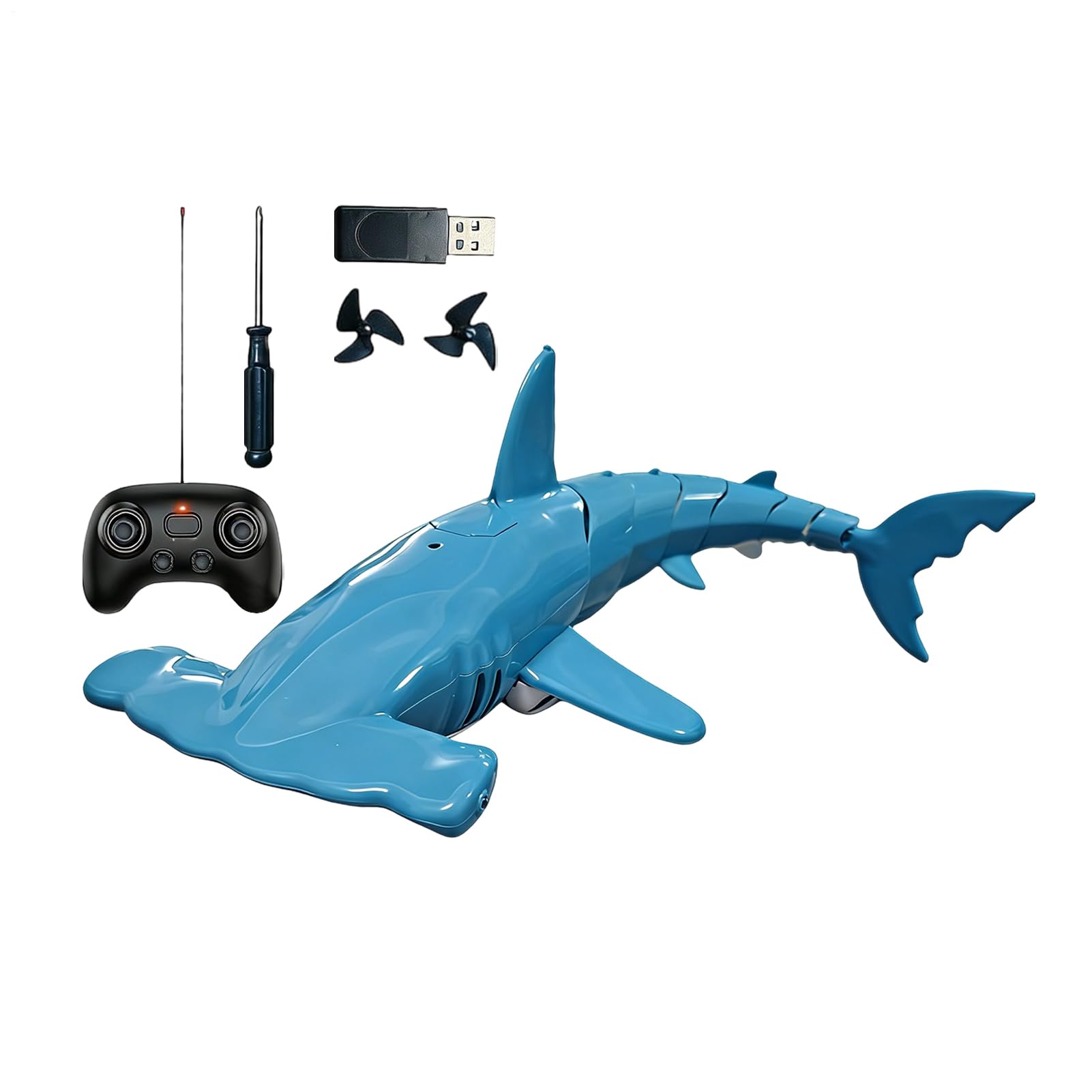 Tiburón Teledirigido para Piscina RC 2.4GHz Recargable Impermeable con