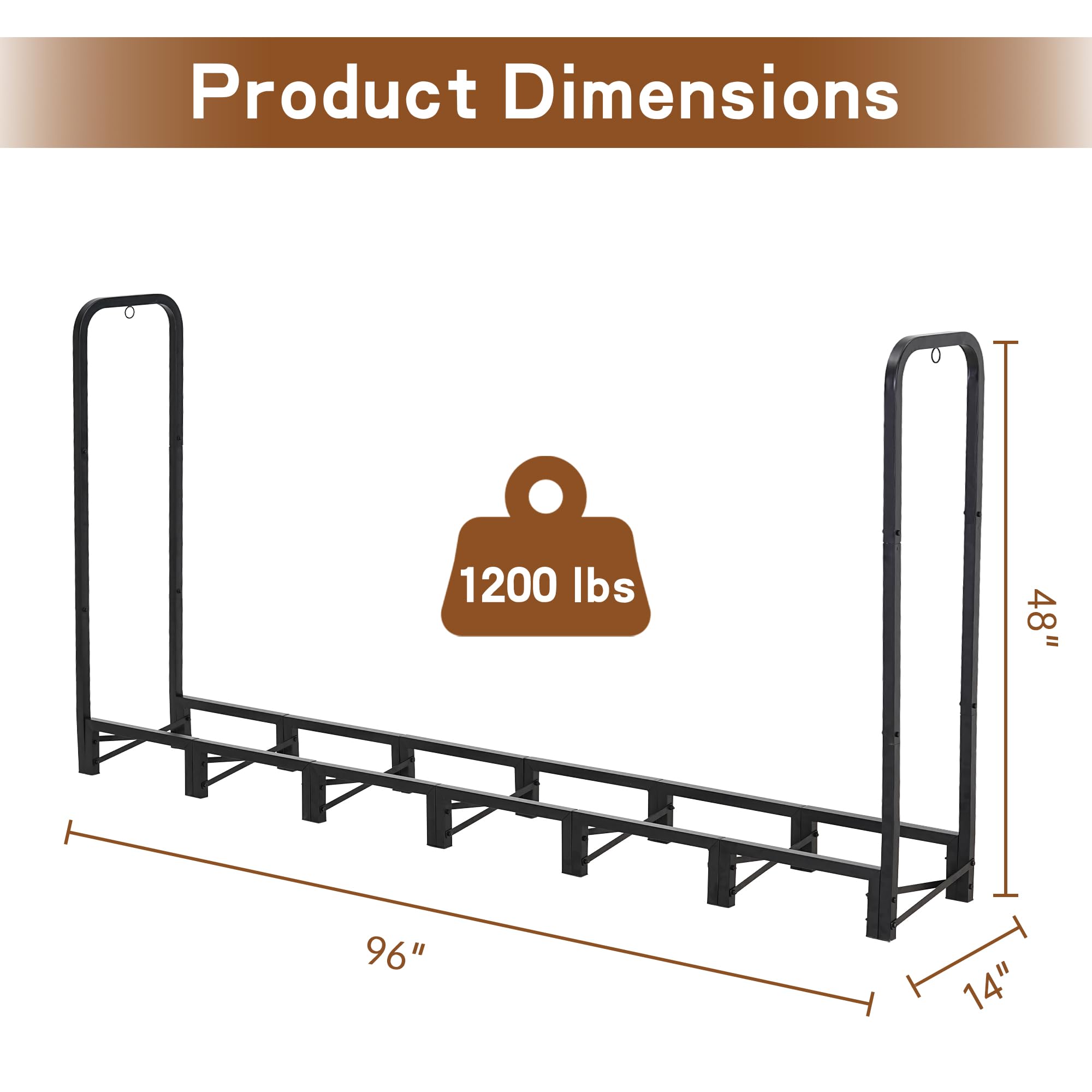 Home Racking 8ft Snapklik.com : Werphwoods 8ft Outdoor Firwood Rack, Adjustable Firewood ...