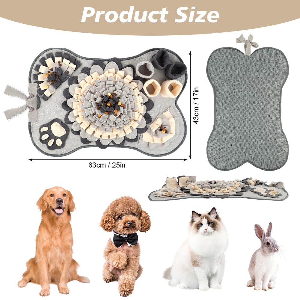 OSDUE Tappeto Olfattivo Cane, 63cm Foraggiamento Tappeto per Cani Addestramento Foraggiamento di Animali Lavabile Antiscivolo Tappetino Puzzle di Snuffle Giocattolo per Cani Attivazione Mentale Cane