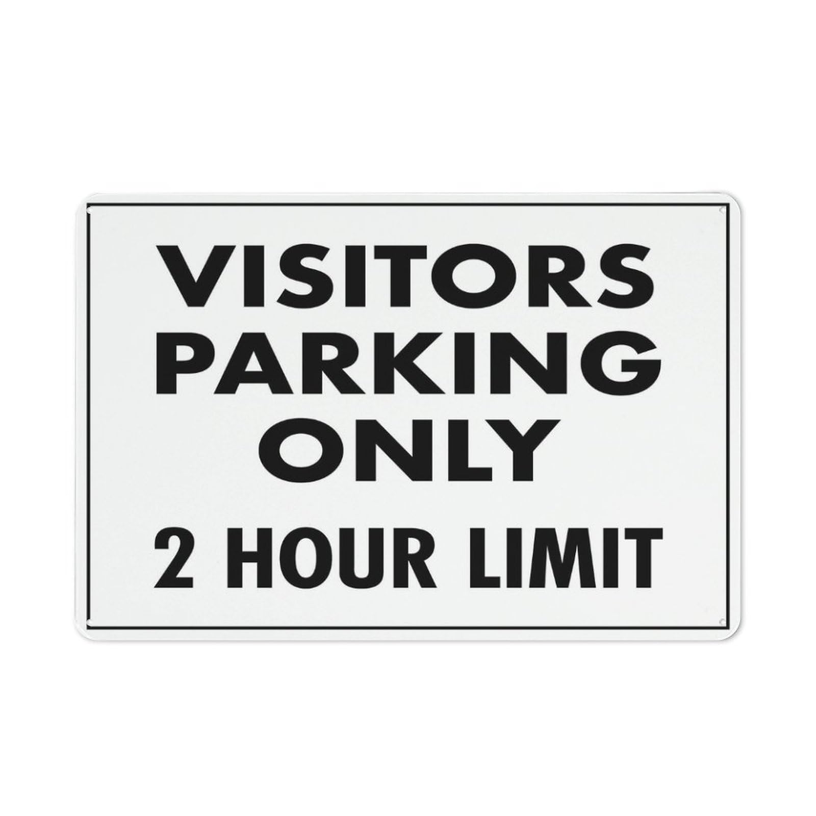 Visitor Parking Only (2-Hour Limit) Sign, 8x12 Inch Metal Aluminum, Pre-Drilled Holes for Easy Mounting, Indoor/Outdoor Use for Fence, Door, Gate