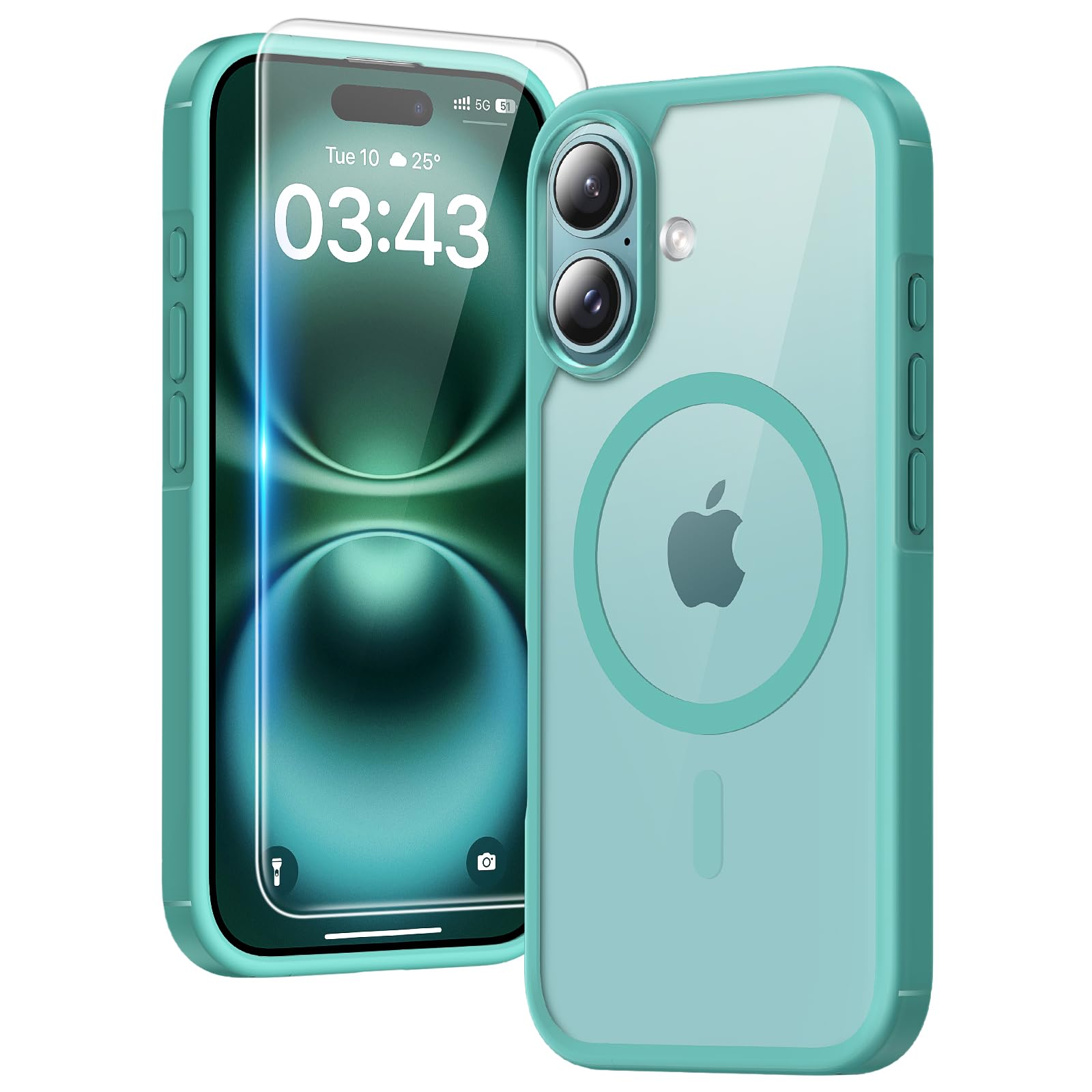 TAURI Funda para iPhone 13/iPhone 14, Compatible con MagSafe [No amarillea] con Vidrio Templado, Carcasa Nueva para iPhone 13/iPhone 14,Funda Ultra Fina antichoque - Transparente — view 77