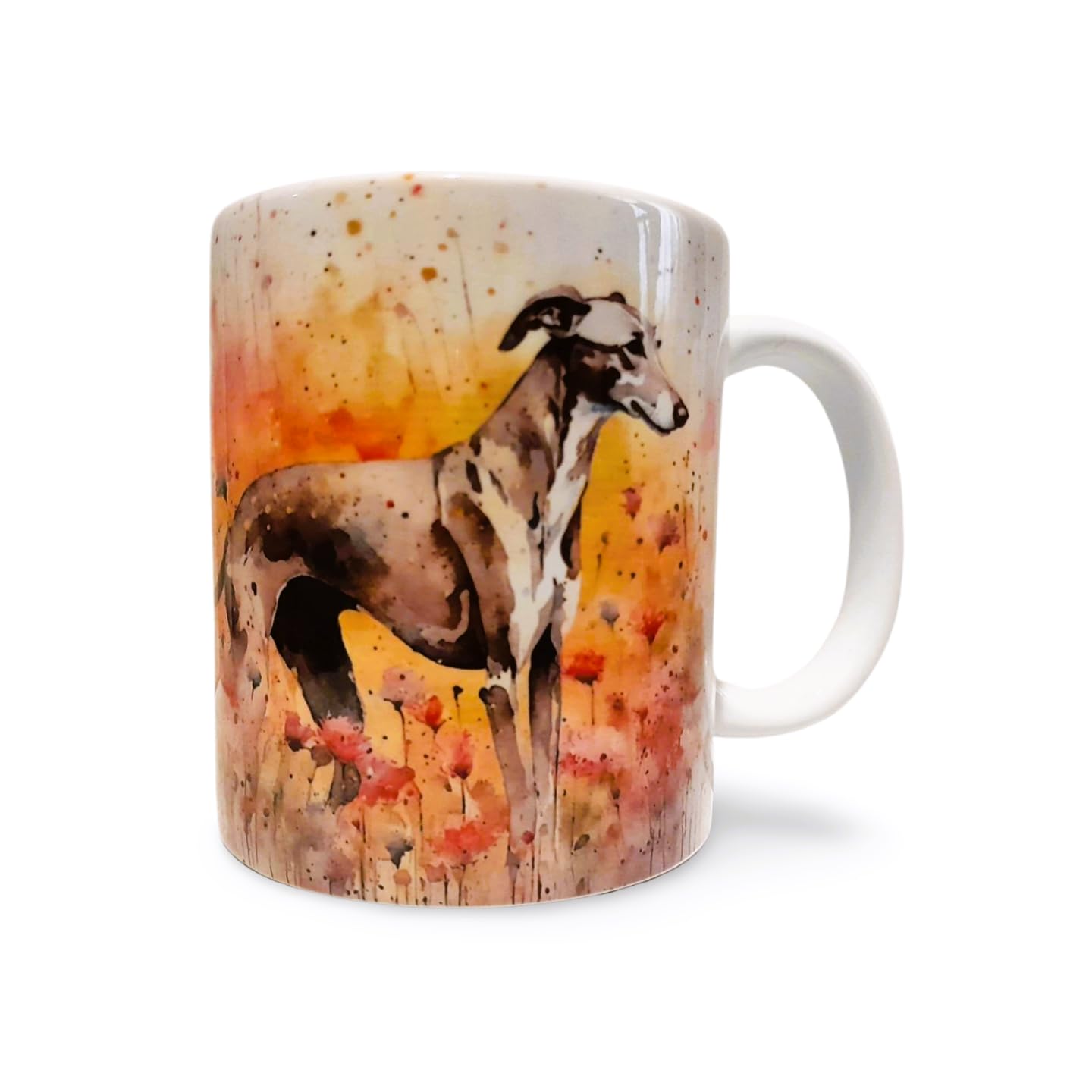 Blue Greyhound Standing Watercolour Coffee Mug, 11oz 325ml Tea Cup, Original Design