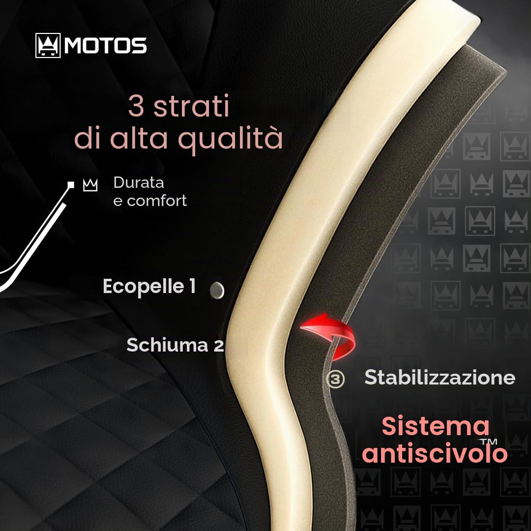 MOTOS Coprisedili universali Copri Sedile Auto per LANCIA Ypsilon con Sistema Airbag Attivo, Materiale a Tre Strati, Look Elegante, Personalizzazione Perfetta, Applicazione Versatile per Automobilisti