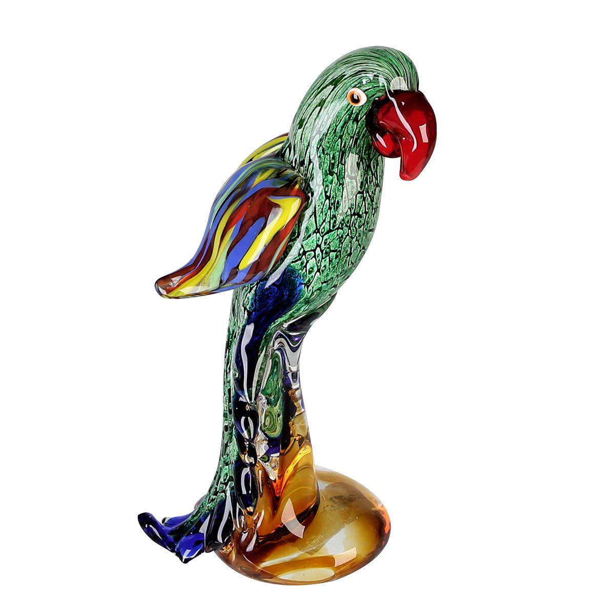 GILDE GLAS art Scultura, statuetta decorativa - pappagallo - vetro - verde/rosso/blu - altezza 28 cm