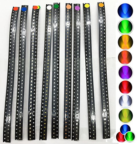 360pcs SMD SMT LED Bulbs Super Bright LED Blue, Red, White, Green, Orange, Yellow, Purple, Pink, Colorful-Flash, Kaifa (0603-360pcs/9value)