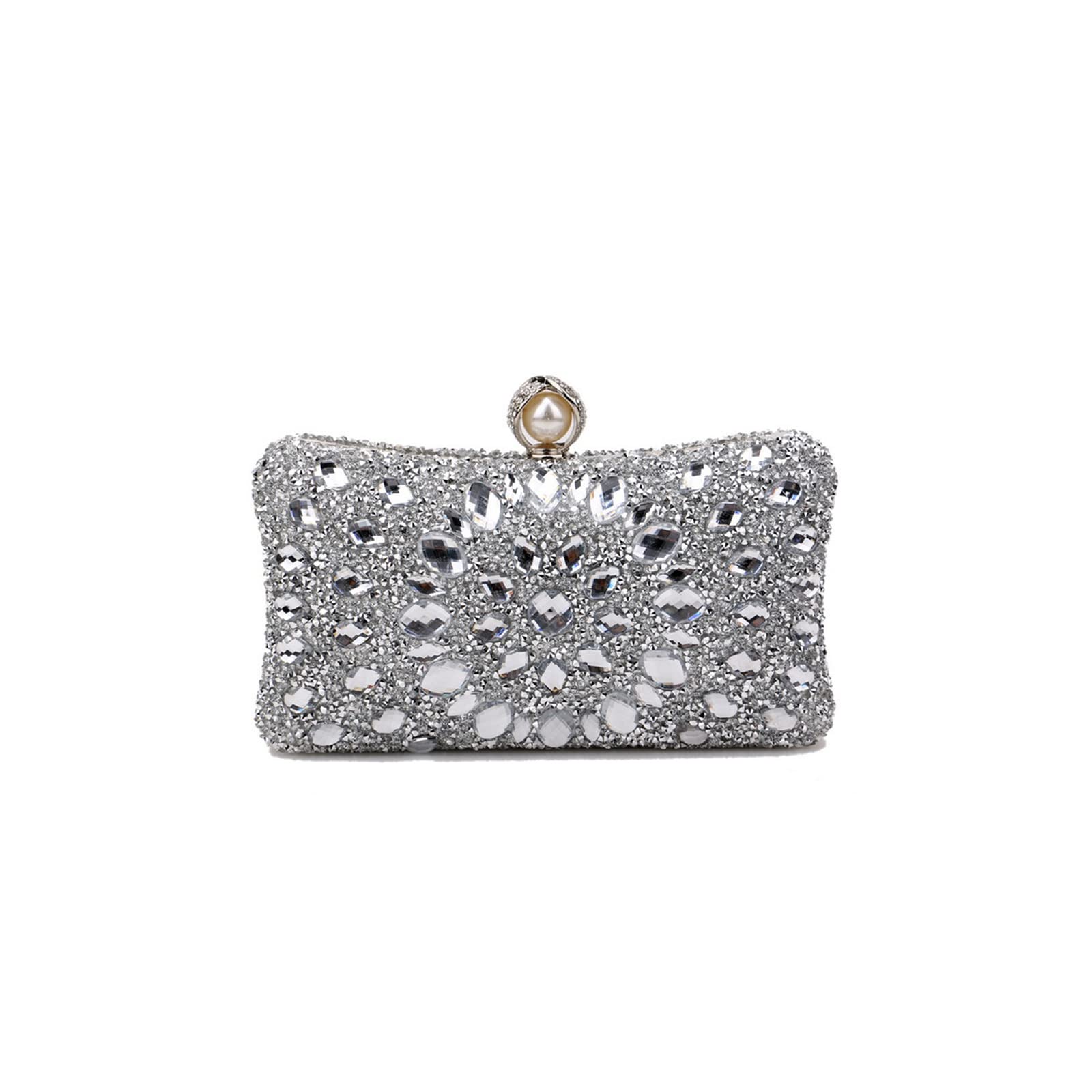 Bolsa de Noche para Mujer Diamantes de Imitación Clutch Bolsa de Noche Pequeña Elegante Bolso de Hombro Bolso de Boda Lujoso Fiesta de Graduación Banquete Bolsos Bandolera Plata