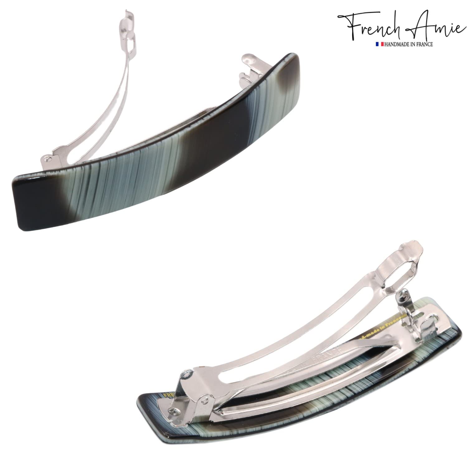 3.5 Inch French Hair Barrette Clip, Automatic Clasp, Strong Hold Grip Amazon.com : French Amie Oblong Handmade 3.5 main image 2