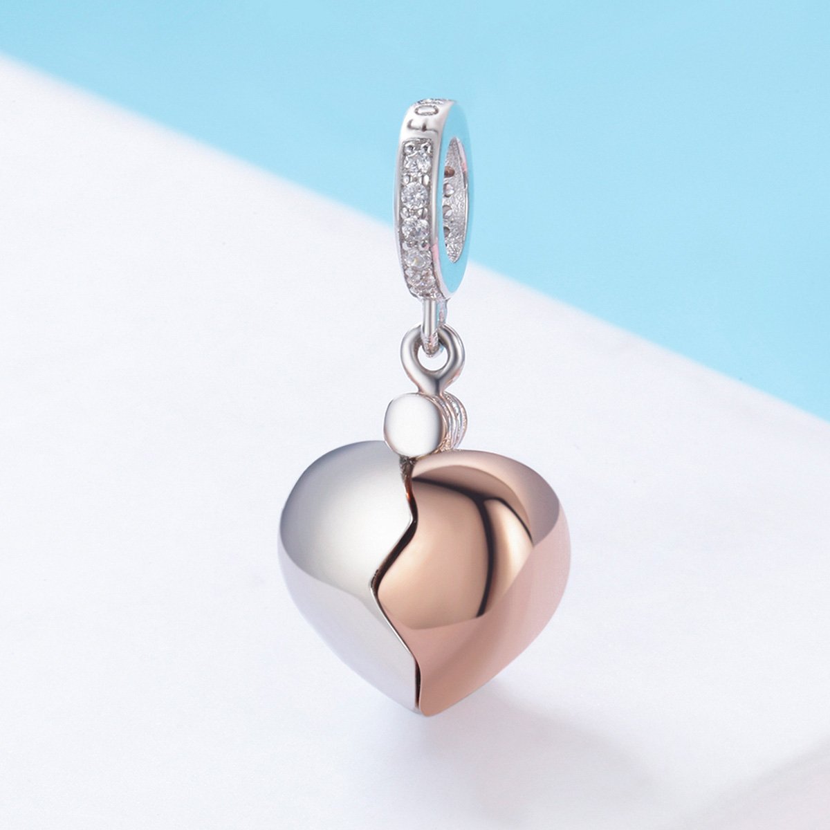 NINGAN Colgante Charms de plata esterlina 925 "I Love You colgante en forma de corazón de zircon brillante adecuado para pulseras de mujer collar regalo de San Valentín