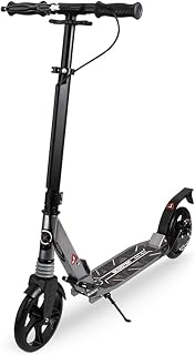 LIYANJJ Kick Scooter,a Balance Bike Flexible Height Adjustment w/Front and Rear Dual Brakes, Inflatable Wheels, Steel Frame, Wide Standing Board Weight Capacity 220 LBS