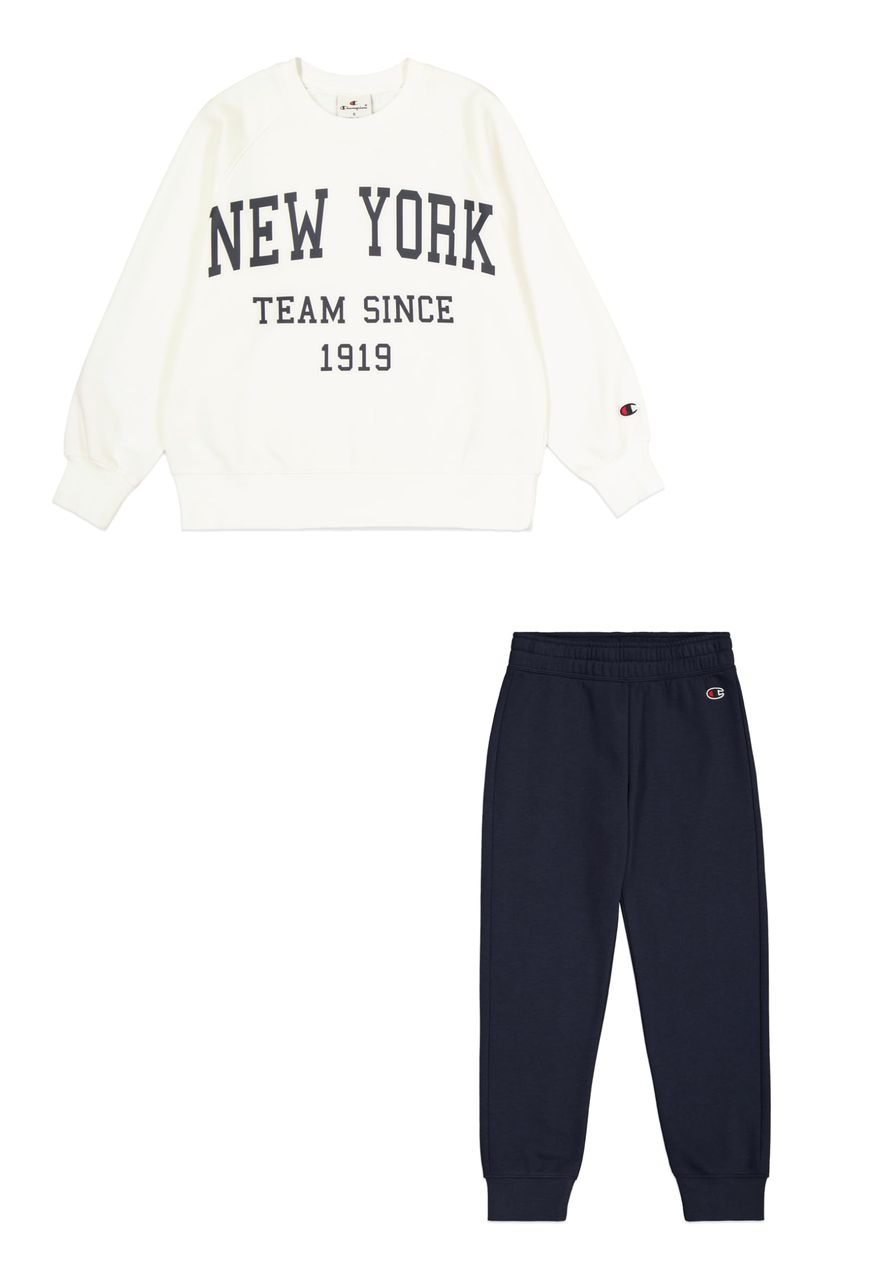 Champion Girl's Legacy Script Shop G (405044) -Ultra-Light Soft Compact Powerblend Fleece Crewneck & Rib Cuffs Tracksuit, Pink (Ww003), 7-8 Years