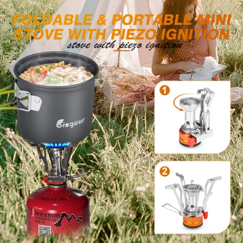 Bisgear Camping Cookware Portable Backpacking Stove Canister Stand Tripod Stainless Steel Cup Flatware Mess Kit - Camping Pot and Pans Cooking Set - Camping Gear Must Haves - Image 5