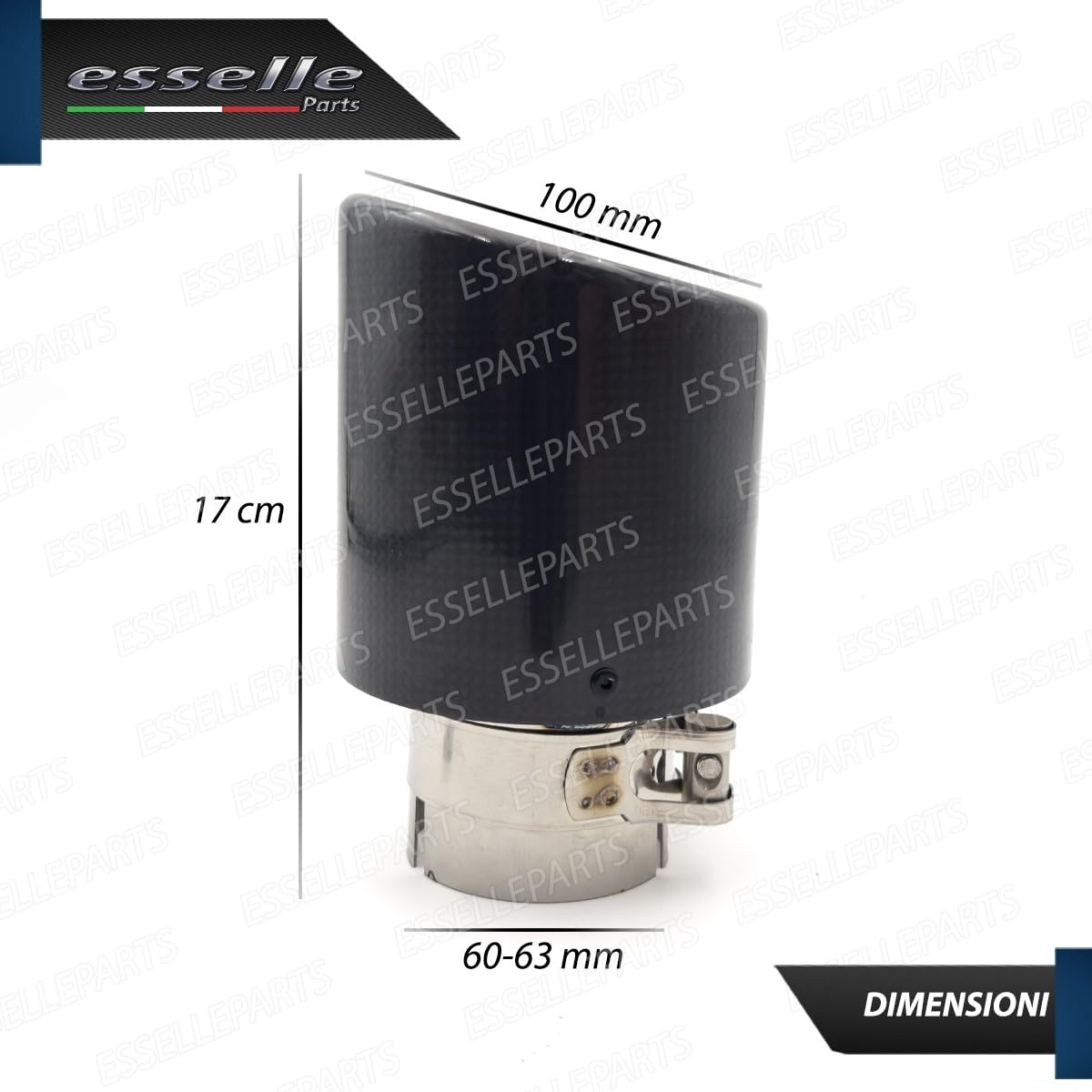Terminale Scarico Carbonio 100mm Inox per Alfa Romeo Giulietta Plug&Play