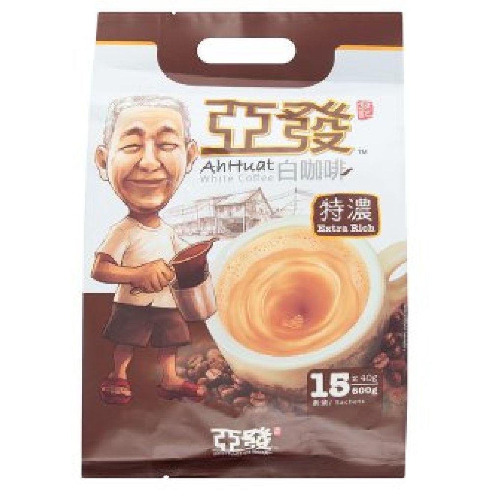 Ah Huat White Coffee (Extra Rich 15 x 40g, 6 Pack)