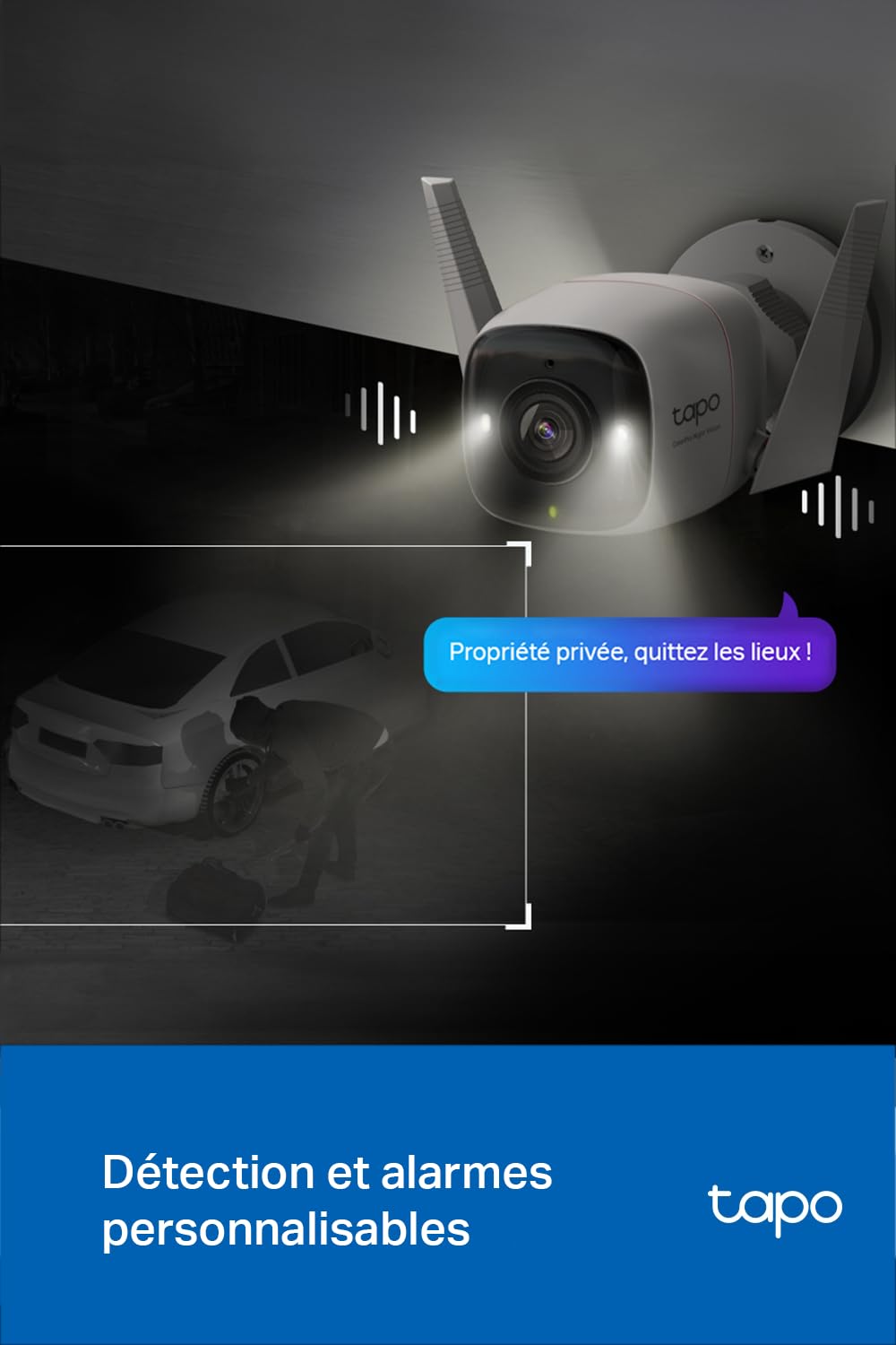 Tapo C325WB Caméra de Surveillance WiFi extérieure 2K, Vision Nocturne ColorPro, Objectif à Super Ouverture, détection IA, détection de Mouvement, IP66, Notification d'alarme, Audio bidirectionnel