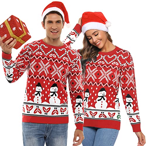Marvmys Ugly Christmas Sweater Family Set Mens Snowman Xmas Pullover Holiday Jumper Tops Red #TOP28