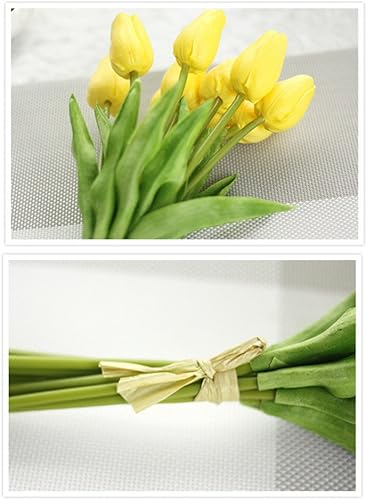 Miniatura 6 de AHXHWKA 30 piezas de tulipanes artificiales de tacto real, decoración de fiesta de boda para el hogar (champán)