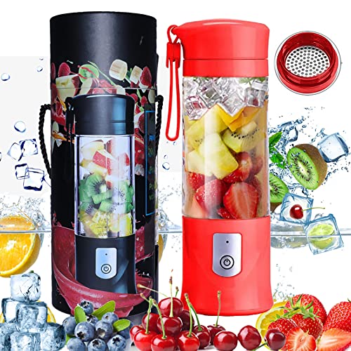 Portable Mixeur des Fruits Rechargeable USB,Mini Blender Pour Smoothie, Milk-shake,Jus de Fruits,Blender Portable 350-420ml 6 Lames pour Sport et Voyage,Sans...