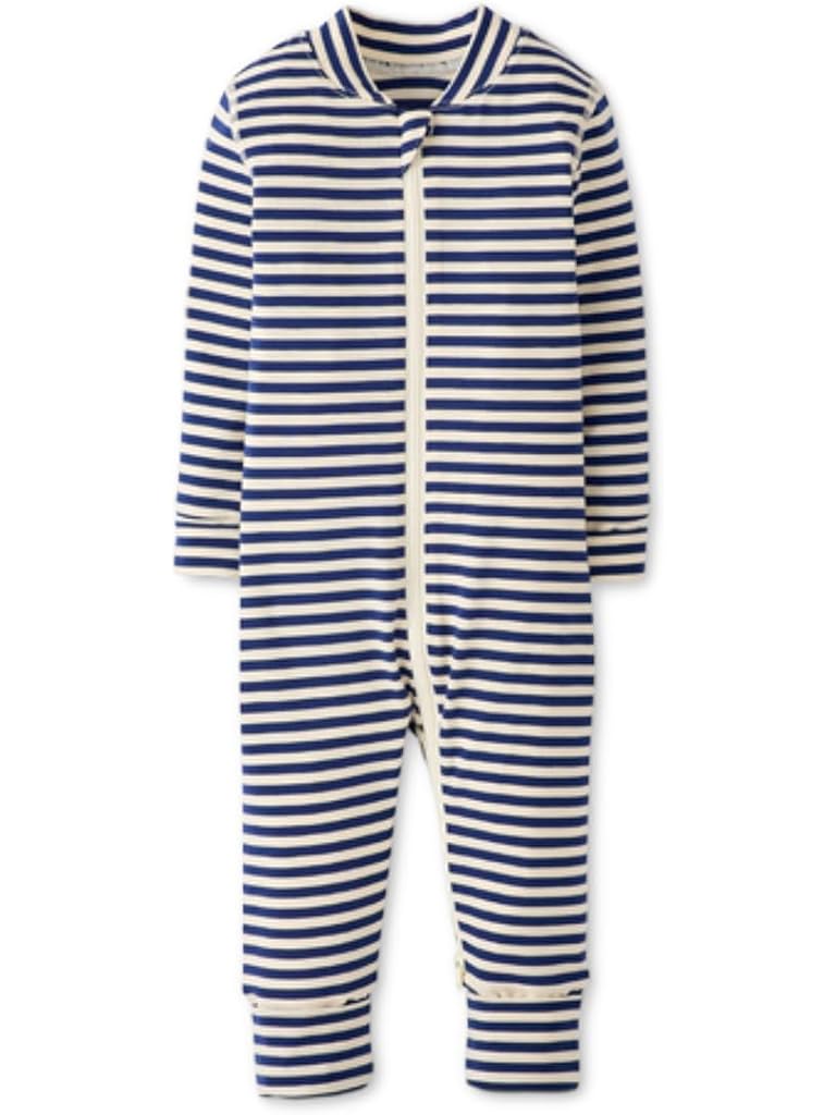 Navy Hanna Andersson Striped 2-Way Zip Sleeper in HannaSoft™ (Infant/Toddler)