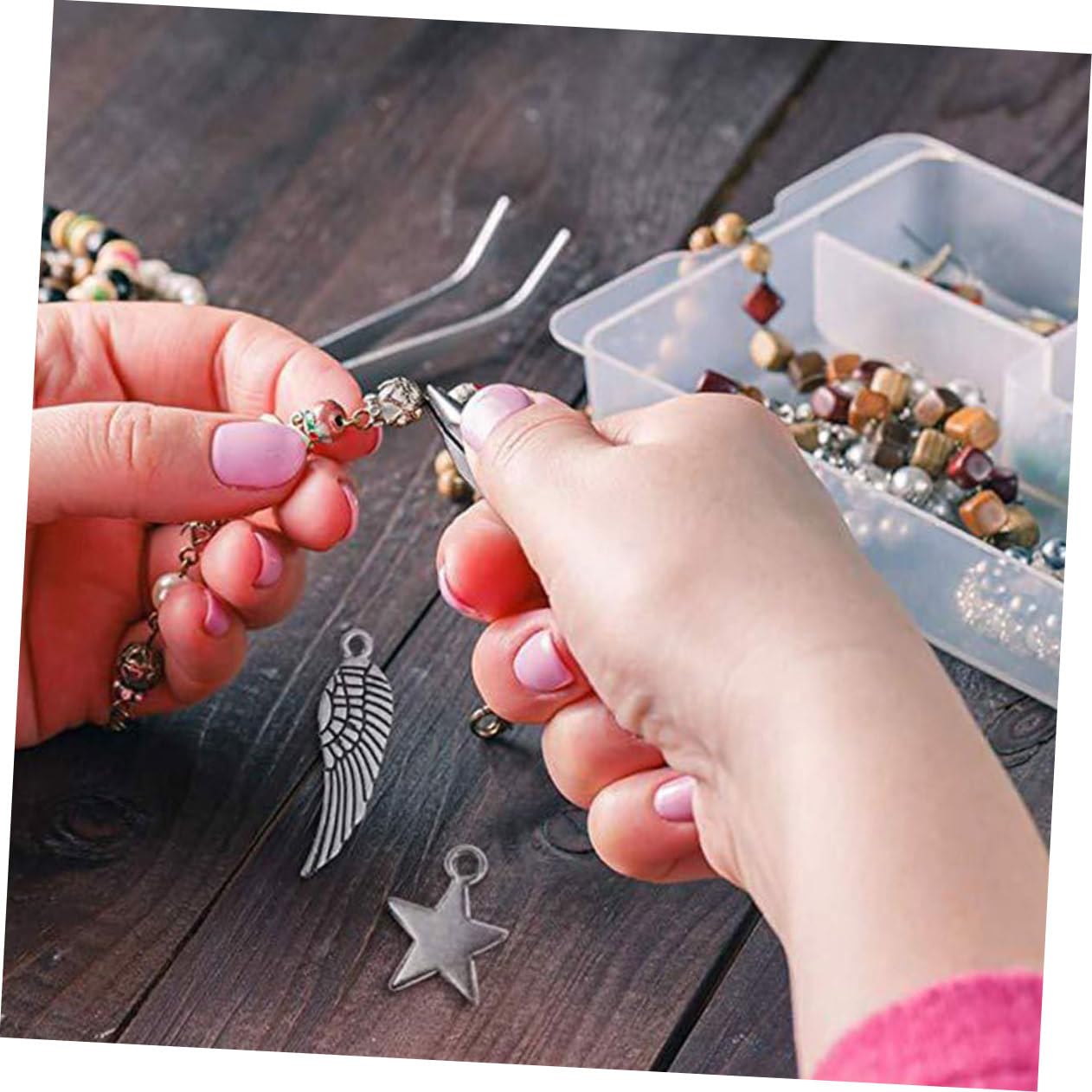 NUOBESTY Kit de Fabrication de Bijoux DIY 1186 Pièces à Trois Couches