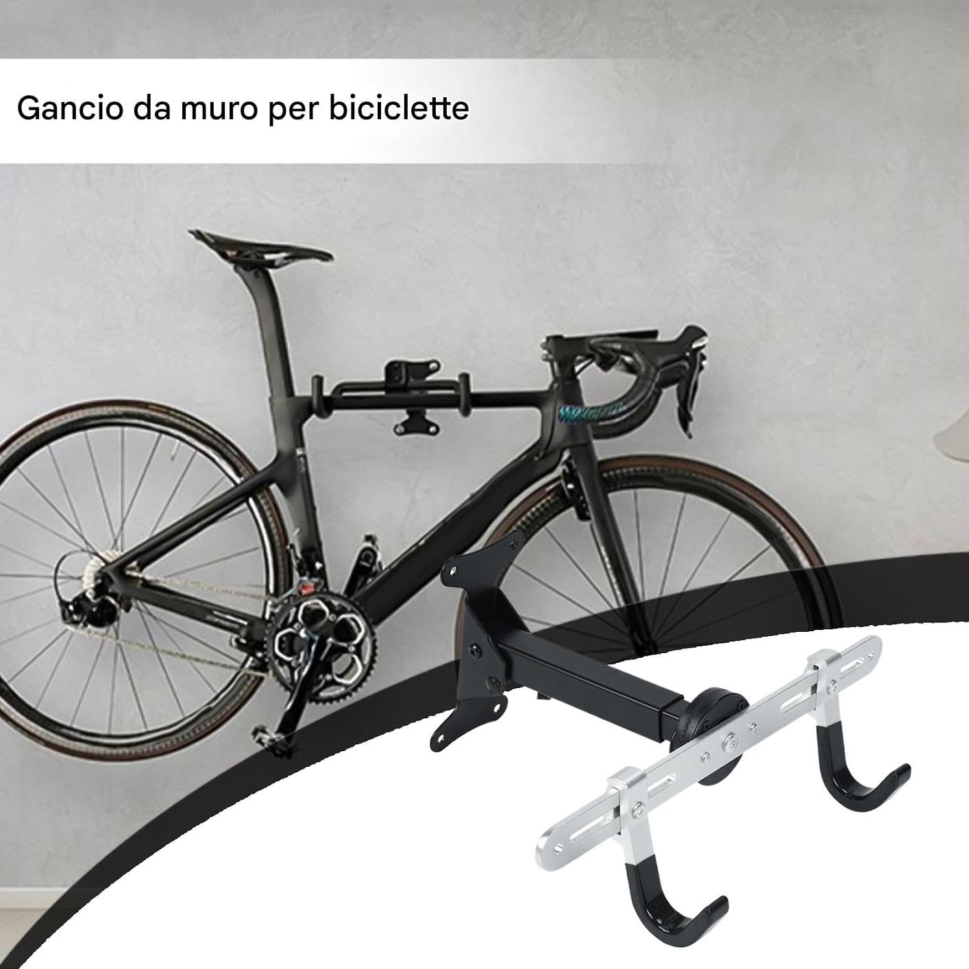 Generico Appendino Per Biciclette Da Parete Supporto Regolabile Robusto | Portabiciclette Verticale Per Il Montaggio A Parete Per Risparmio Spazio In Ambienti Interni Come Casa Officina E Garage