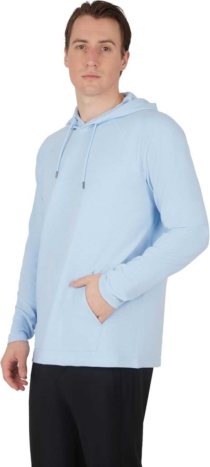 90 Degree By Reflex Mens Super Soft Waffle Hoodie with Kangaroo Pocket - Image 3