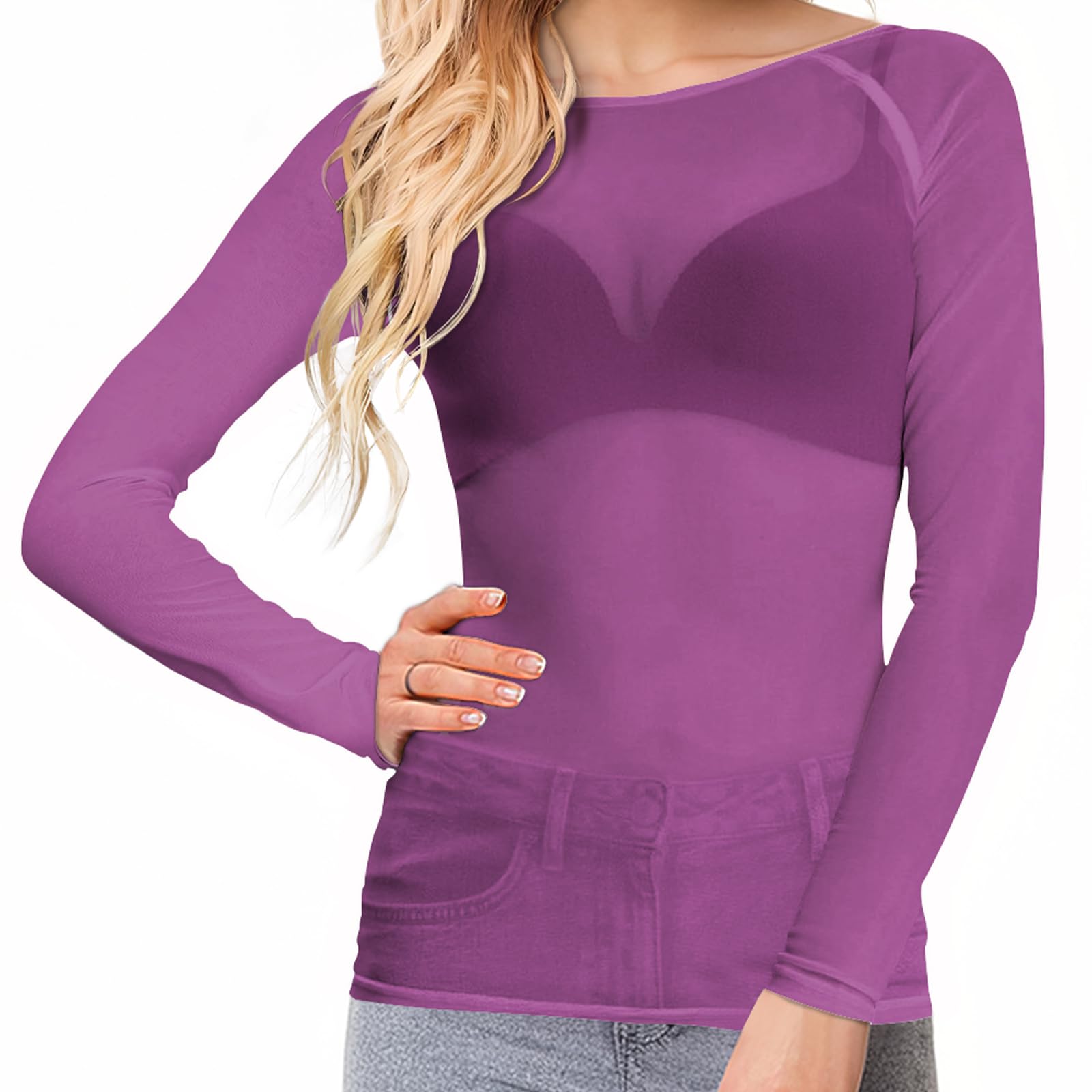 Buauty Sheer Tops for Women,Mesh Fishnet Tops Plus Size,Stylish and Sensational Mesh Blouses for Fashion-Forward Ladies