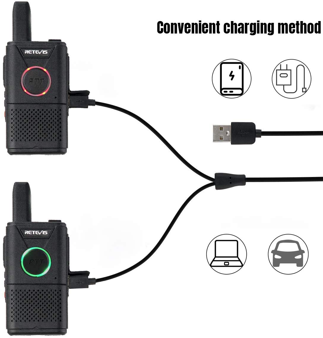 Retevis RT618 Mini Walkie Talkie Akumulator, Profesjonalna Licencja Pmr446 BezpłAtna, DłUgodystansowa Radiotelefon, Dwukierunkowa Komunikacja Radiowa Ptt Na Rodzinne Kempingi, Biznes (Czarny, 4 Szt.)