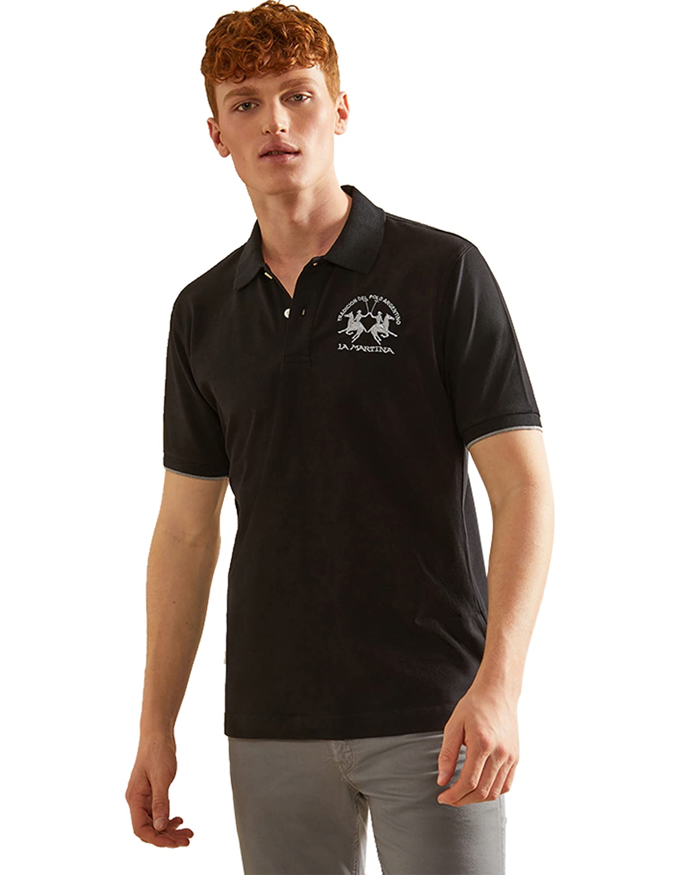 La MartinaMen's Man Polo S/S Piquet Piquet Str Polo Shirt