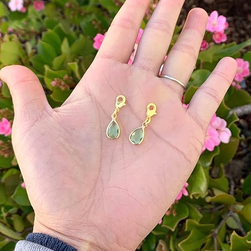 Miniatura 9 de 2 cuentas colgantes de Adabele con clip de octubre rosa claro y piedra natal rosa rosa y resistente al deslustre, conector de cierre de langosta