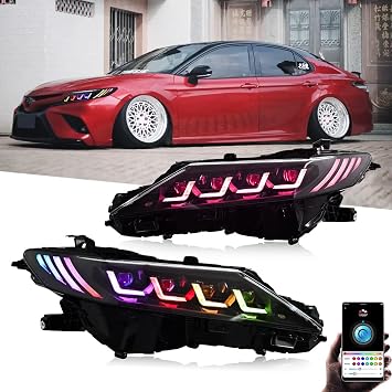 T T-ABC New Quad Beam Headlamp Compatible with Toyota Camry 2018-2024 LE SE XLE XSE TRD Nightshade AWD Hybrid Front Lights Assembly 4 Lens 8th Gen Accessories MC Version