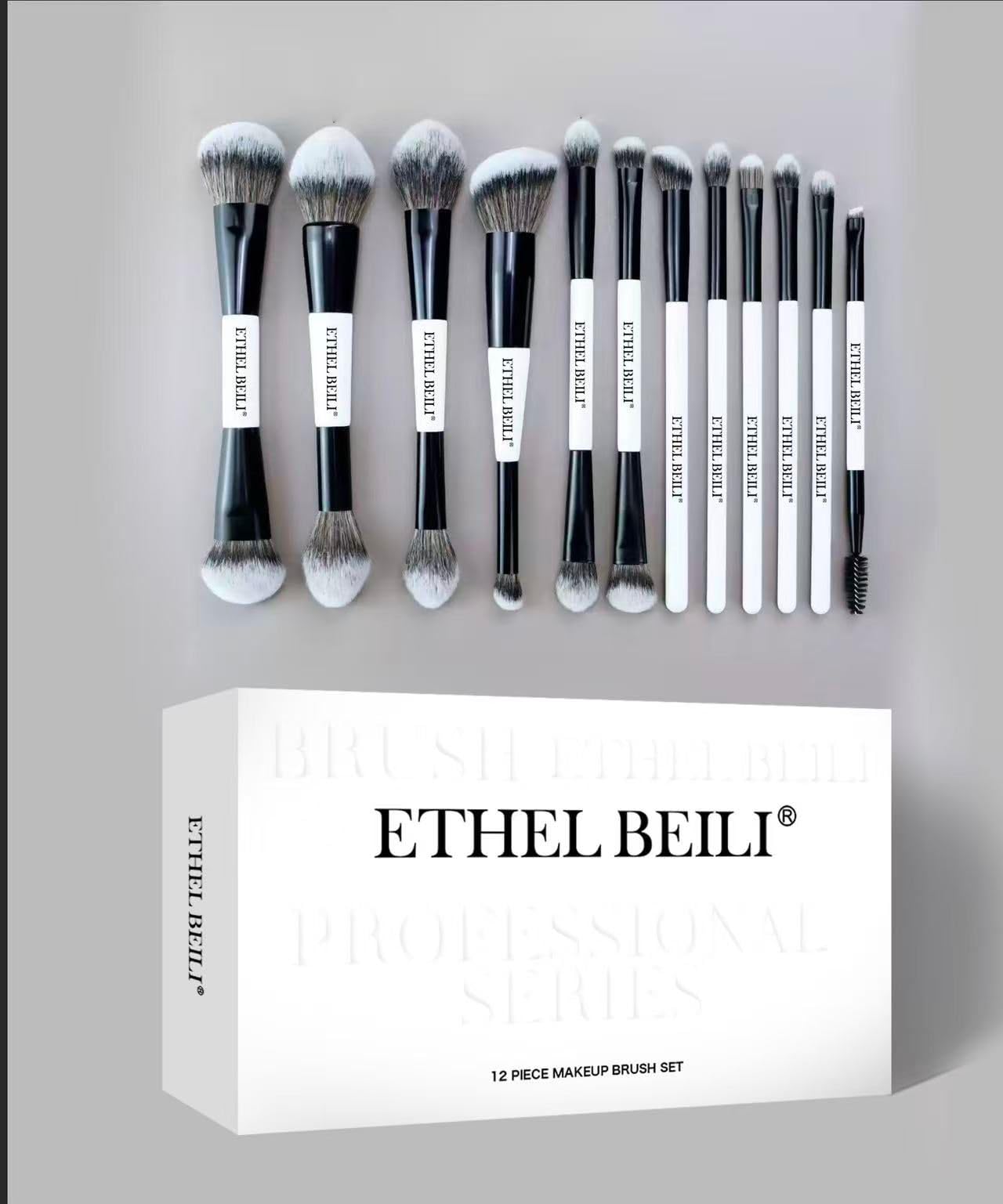 BEILI Make Up Set, 12-Piece Professional Makeup Brush Set, 18-in-12 Brush with Two Ends for Powder, Foundation, Concealer, Eyebrows, Eyeshadow, Contour, Eyeliner, Blender Brush-image-18