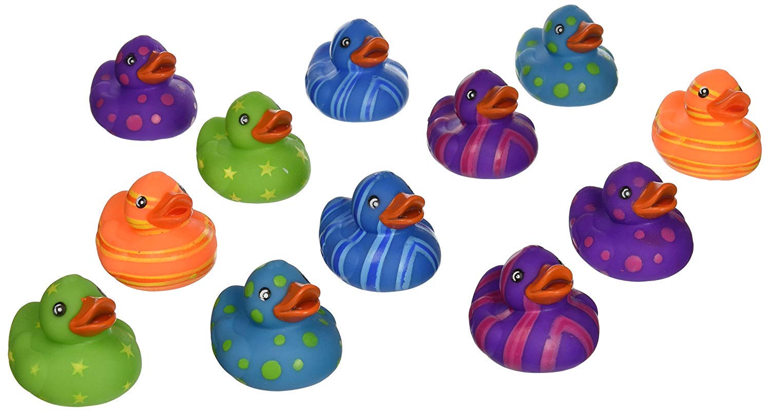 Rhode Island Novelty 2 Inch Multi-Color Pattern Rubber Duck (12 Piece)