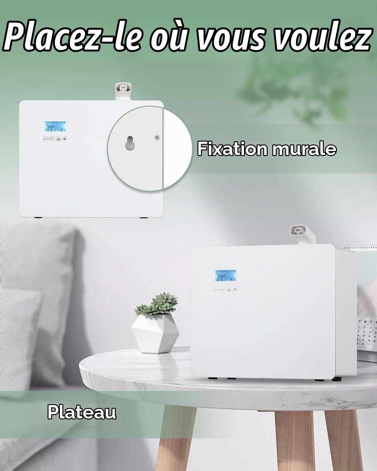 Mxmoonant Diffuseurs d Huile Essentiel, sans Eau, Mural, Couvrant 3000m³, 1000ml Bouteille d'huile, Electrique, Contrôle d'application, HVAC Connectable, pour Grande Piece, Bureau, Hotel | Commande App/panneau, compatible HVAC, 3500m³, boîtier métal, pour