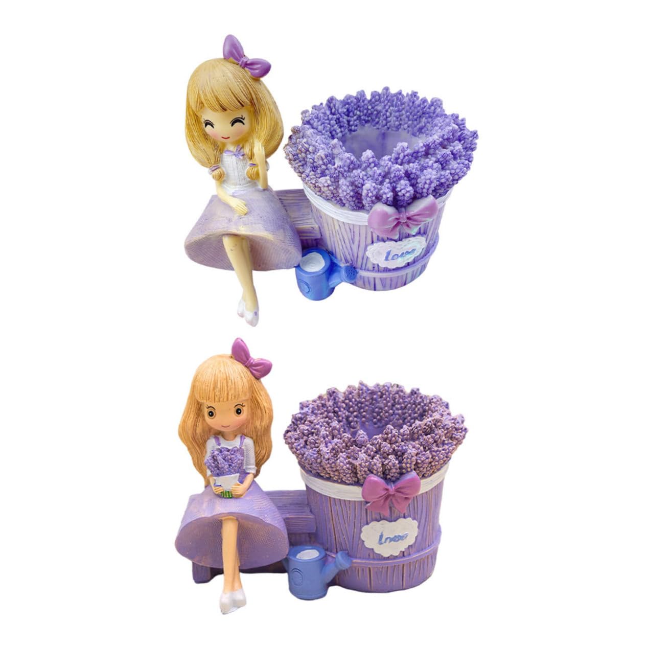 MAGICLULU 2pezzi Portapenne Decorativo Forma Di Ragazza Lavanda Contenitore Per Penne e Cancelleria in Resina Portapenne Da Scrivania Per Piccoli Oggetti
