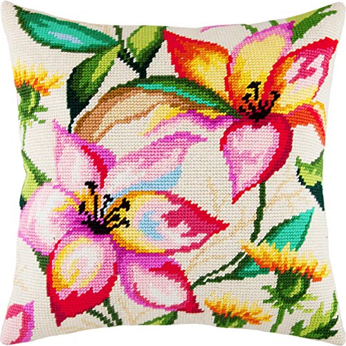 Brvsk Giglio in acquerello, kit da ricamo, cuscino da 40,6 x 40,6 cm, stampa su tela, qualit europea