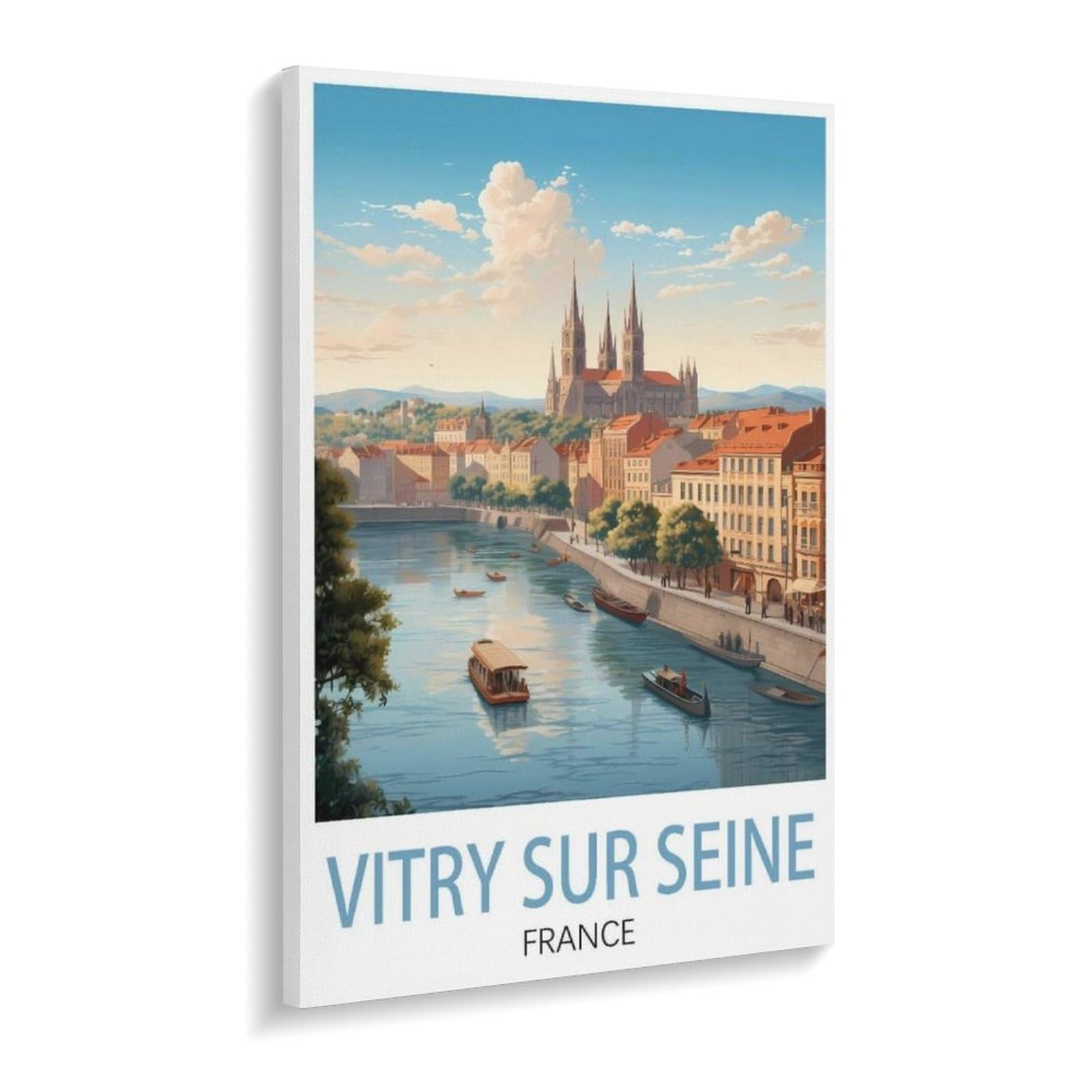 Paint by Numbers，Vitry Sur Seine France，Landscape Kit for Adults Beginner DIY Oil Painting(30x40cm-X2