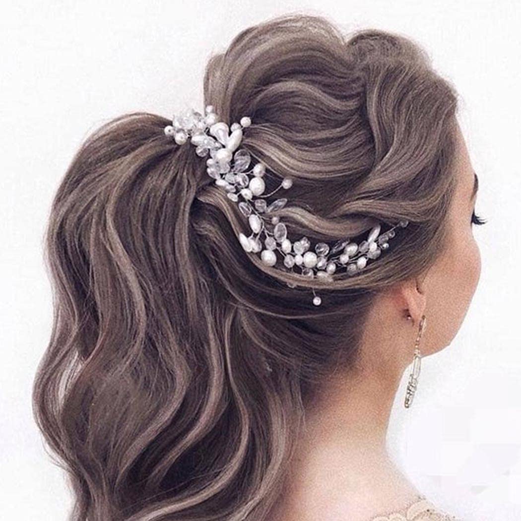 Cerchietto A Vite Per Capelli Da Sposa Con Perle E Cristalli - Accessorio Elegante Per Matrimonio E Damigelle (Argento)