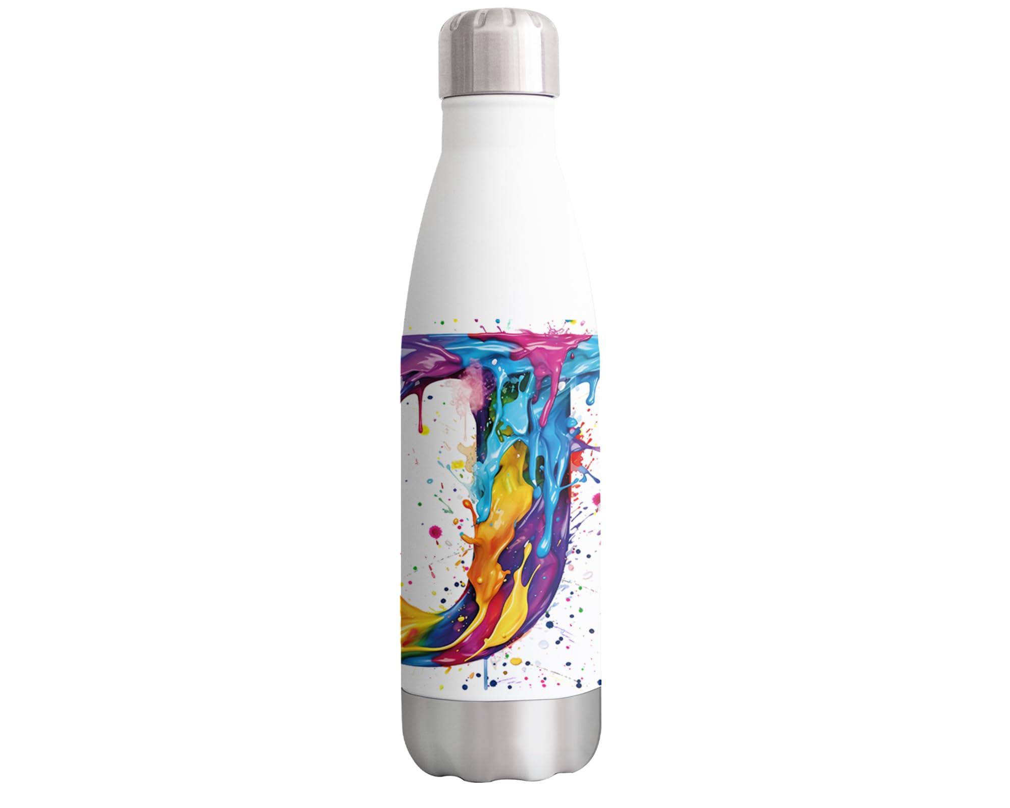 Vixar Letter J Alphabet Monogram J Watercolour Bottle double Wall insulated Stainless steel sport Drinks 500ml School Work Office Oudoor Sports